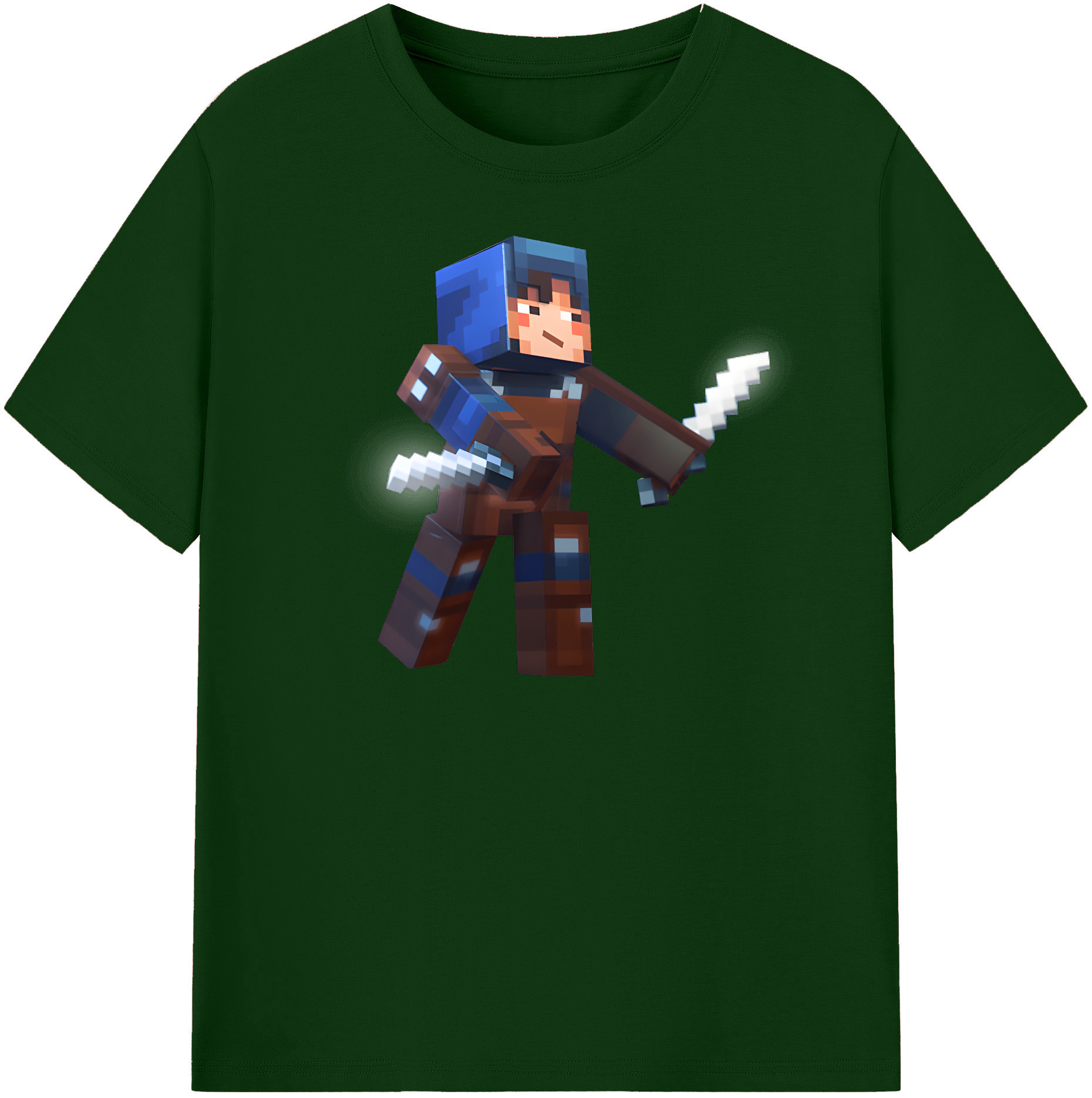 （画像用） マインクラフト ブロックの世界 Minecraft MC Block world 綿100％半袖Tシャツ（フロントプリント）